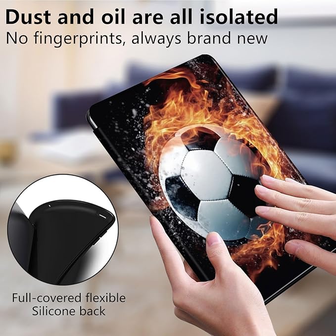 Case for Lenovo Tab P11 Plus Case 2021 (TB-J616F / J616X), 360 Degree Rotating Folding Stand,with Auto Sleep/Wake Case for Lenovo Tab P11 11” 2020 (TB-J606F TB-J606X),Fire Football