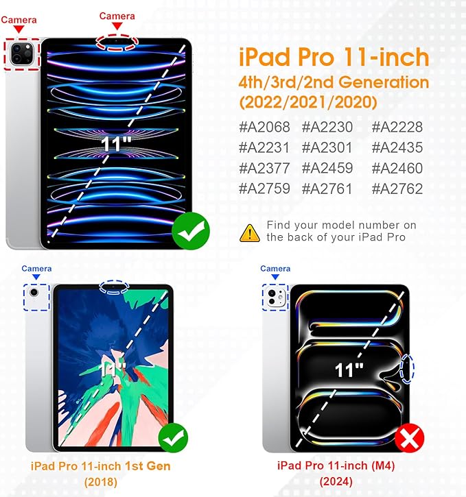 CaseBot Magnetic Stand Case for iPad Pro 11-inch (4th / 3rd Generation) 2022/2021 - Multiple Angles Shockproof Soft TPU Cover w/Pencil Holder, Also Fit iPad Pro 11" 2nd /1st Gen, Black