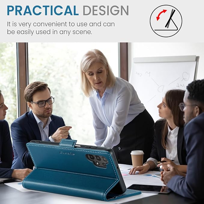 for Samsung Galaxy A13 4G/5G Case, Premium PU Leather Wallet Case Flip Cover with [RFID Blocking][Card Holder][Stand Function] Shockproof Protective for Samsung Galaxy A13, Blue