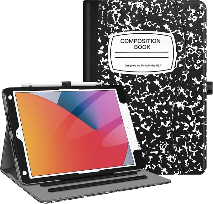 Fintie Case for iPad 9th / 8th / 7th Generation (2021/2020/2019) 10.2 Inch - [Corner Protection] Multi-Angle Viewing Stand Cover with Pocket & Pencil Holder, Auto Sleep Wake, Composition Book