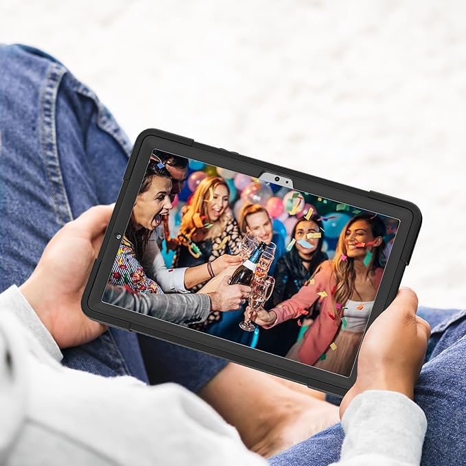 case for Galaxy Tablet S9 FE & S9 2023 (SM-X710/X718U/X716B/X510/X516B), Soft Silicone & Hard Pc 3-Layer Military Protector Cover for Tab S10 FE S8 S7 with S-Pen Holder Stand caseblack+Black