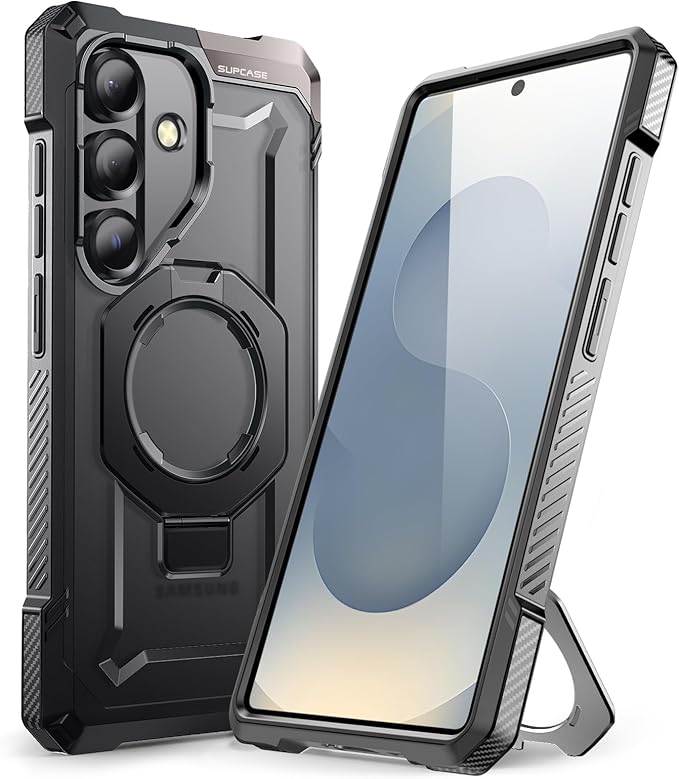 SUPCASE for Galaxy S25 FE Case with Stand (Unicorn Beetle Grip), [Compatible with MagSafe] [Military-Grade Protection] Heavy Duty Magnetic Phone Case for S25 FE 6.7 Inch, Black
