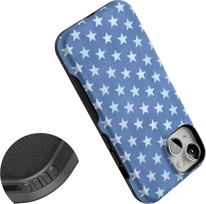 Casely iPhone 14 Case | Coastal Blues | Denim Stars | Compatible with MagSafe | Bold Protective Design