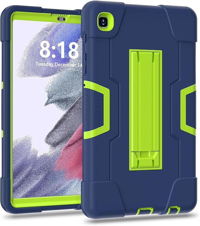 Case for Samsung Galaxy Tab A7 Lite 8.7-Inch 2021 (SM-T227/T225/T220), 3 in 1 Heavy Duty Rugged Shockproof Kickstand Hybrid Three Layer Protective Cover, Navy Blue