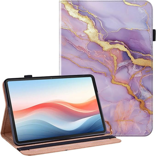 Case for Samsung Galaxy Tab A7 Lite 8.7 Inch 2021 (SM-T225/T220/T227) Tablet with Pencil Holder, Multiangle Stand Wallet Design Cover,Purple Marble