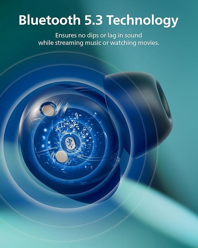 PHILIPS TAT1219 Wireless Earbuds,True Wireless Headphones,Powerful Bass with 10 mm Driver,Clear Call Quality with AI Mic,18 H Battery Life,Bluetooth 5.3,IPX4 Rating,Ergonomic Design for Comfort,Black