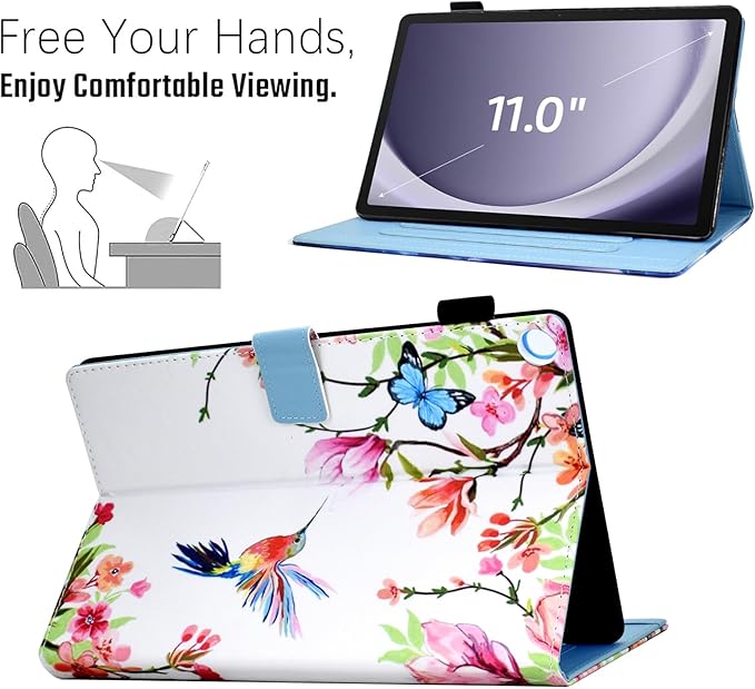 Case for Galaxy Tab A9+/A9 Plus 11 Inch 2023 (SM-X210/X216/X218), Funut PU Leather Folio Cover Multi-Angle Stand with Auto Wake/Sleep Case for Samsung Galaxy Tab A9 Plus/A9+ Tablet, Bird