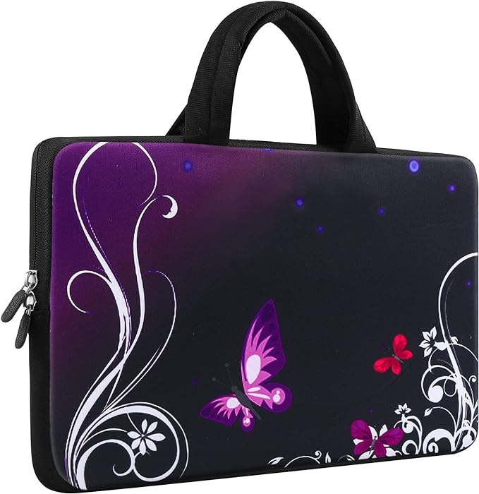 iColor 11 11.6 12 12.1 12.5 inch Laptop Carrying Bag Chromebook Case Notebook Ultrabook Bag Tablet Cover Neoprene Sleeve for MacBook Air Purple Butterfly