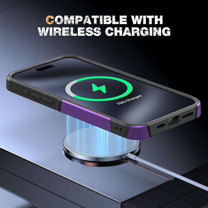 Diaclara Designed for iPhone 15 Pro Max Case, [with Privacy Screen Protector] [Anti Spy] [Military Grade Drop Protection] Heavy Duty Full-Body Shockproof Phone Case, Purple