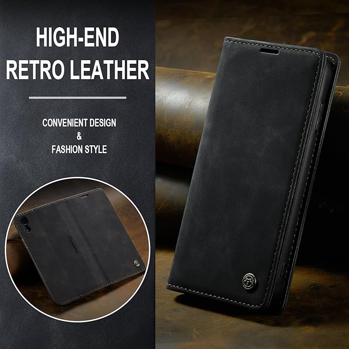 for iPhone Xs Max 6.5-Inch Case, Flip Wallet Leather Case with Card Holder Magnetic Closure Shockproof Kickstand Protective Phone Cases Cover for iPhone Xs Max, Black