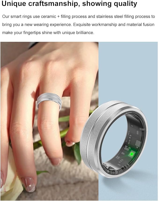 Smart Ring Fitness Tracker for Men and Women, Heart Rate & Blood Oxygen Monitor & Sleep Monitoring, Remote Selfie Control Ring, Waterproof Wearable Smart Rings (11)