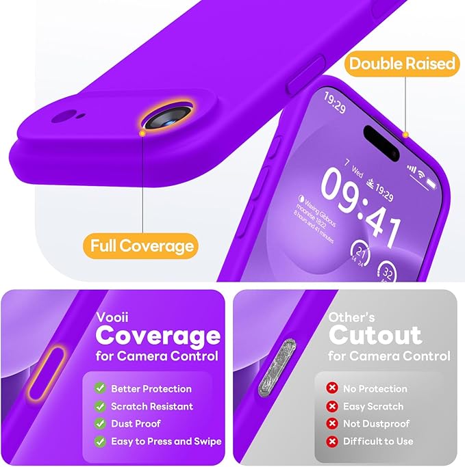 Vooii Magnetic Compatible with iPhone Air Case (Compatible with Magsafe) (Upgraded Camera Protection) Liquid Silicone Shockproof Full Body Protective Phone Cover for Women Men, Neon Purple, 6.5"