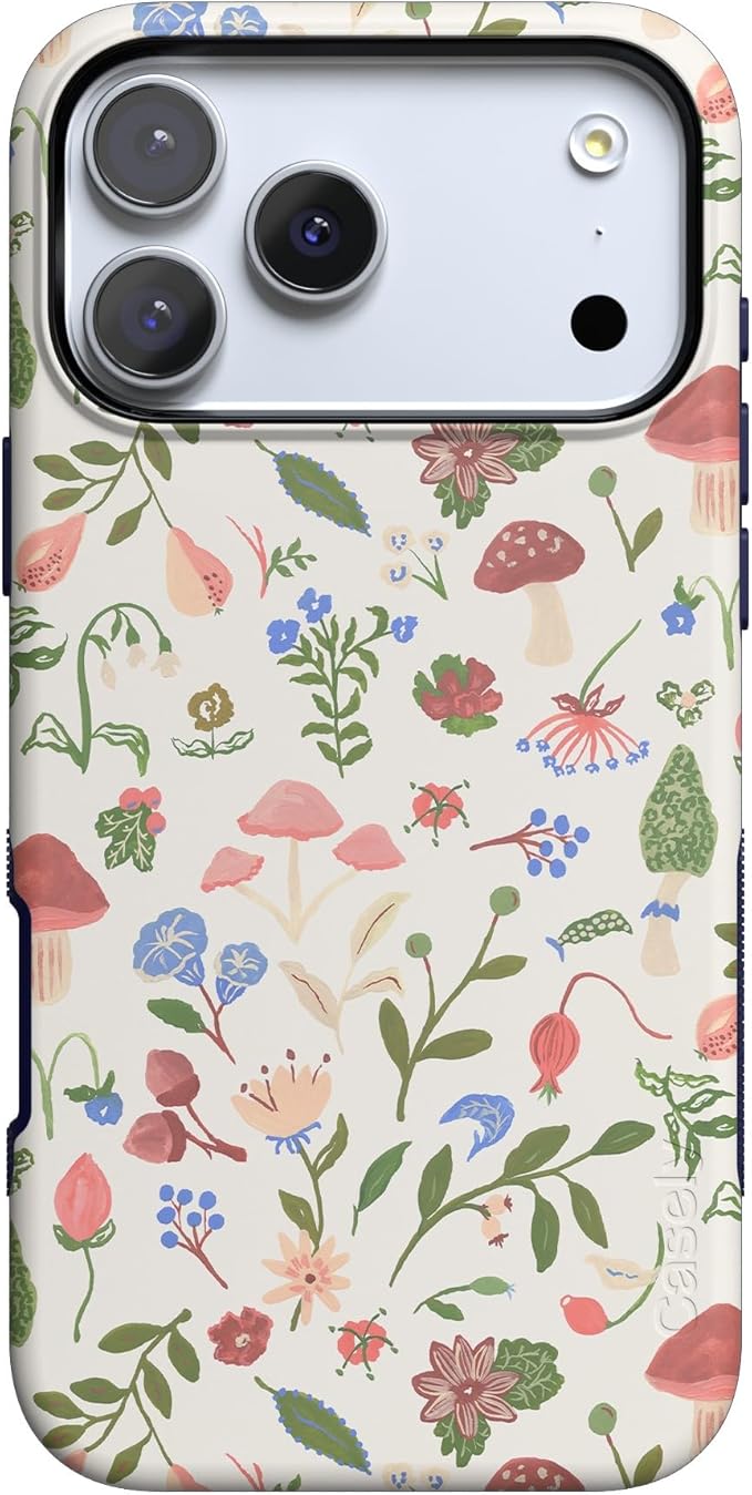 Casely iPhone 17 Pro Case | Garden Party | Mushroom Floral | Compatible with MagSafe | Bold Protective Design