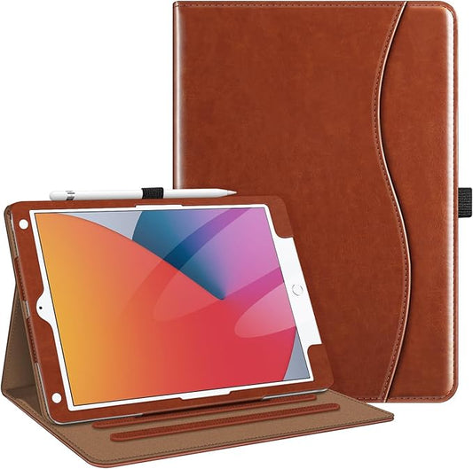 Fintie Case for iPad 9th / 8th / 7th Generation (2021/2020/2019) 10.2 Inch - [Corner Protection] Multi-Angle Viewing Stand Cover with Pocket & Pencil Holder, Auto Sleep Wake, Vintage Brown