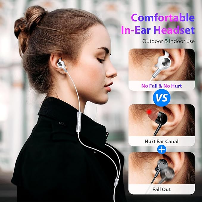 APETOO Wired Ear Buds Sport USB-C Headphone w/Anti-Fall/Hurt Wingtips for iPhone 17/16/15/Android, Hands-Free Call, Pure Stereo Deep Bass, Noise Isolating in-Ear Earbuds for Outdoor/Indoor/Small Ear