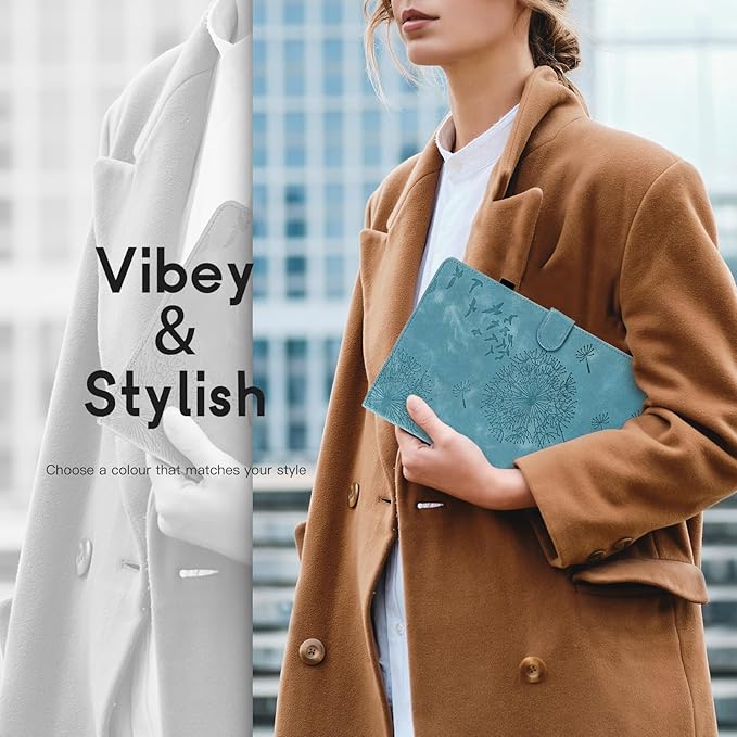 Dandelion Cover for Galaxy Tab A9 Plus Case 5g 11 Inch, Soft Touch Premium Faux Leather Made with Card Slots and Kickstand, Water-Proof Precise Cutouts Compatible with A9+(SM-X210/X216/X218) Blue