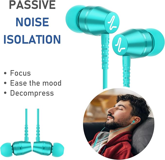 LUDOS OMNITONE USB C Headphones for iPhone 16 15 Pro Max Plus iPad Pro, 5 Years Warranty, USB-C Earbuds for Samsung Galaxy S24 S23 S22 S21 S20 A55 A54 A53, USB Type C Earphones - Turquoise