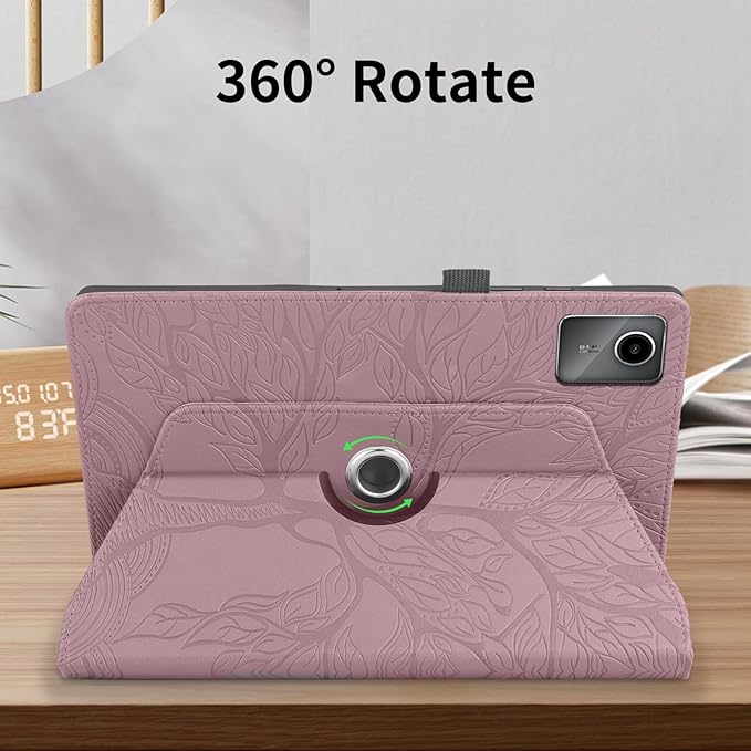 Rotating Case for Lenovo Tab M11 / Tab K11 LTE 11 Inch 2024 (TB330FU) PU Leather 360° Degree Rotation Multi-Angle Cover Lightweight swiveling Flip Stand with Pen Holder-Rose Gold