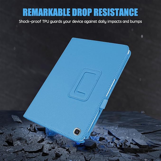 Slim Leather Case for Samsung Galaxy Tab A7 Lite 8.7'' 2021 (SM-T220 T225 T227), Multi-Angle Stand Full-Protective Tablet Cover Book Case with Stylus Pen,Screen Film (Sky Blue)