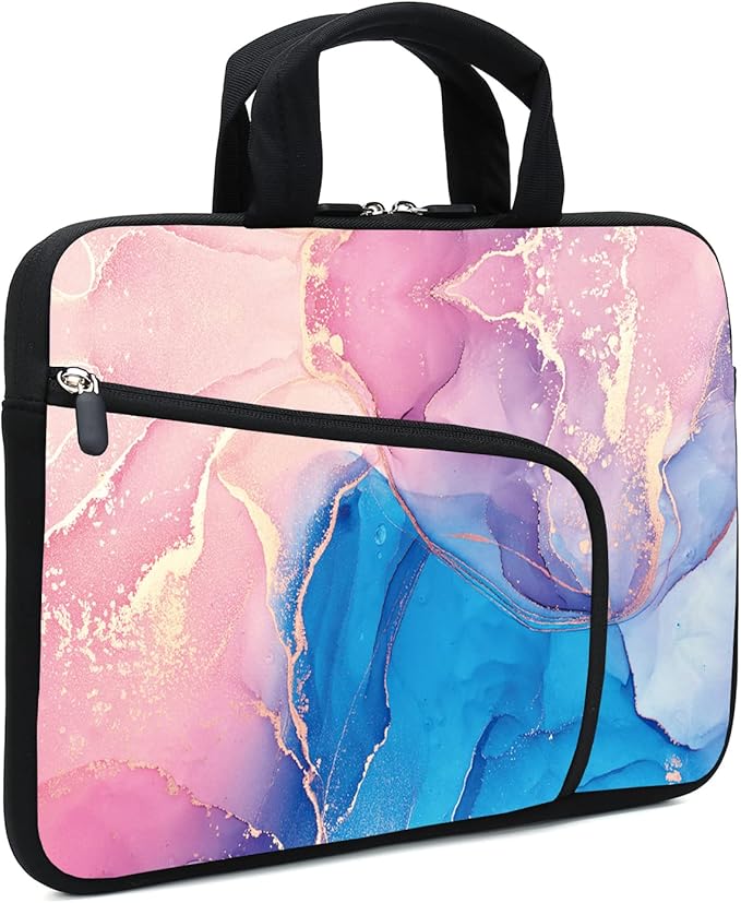 Marble Neoprene Laptop Case - 11.6" to 12.2" Fits MacBook Air, Samsung, Acer, HP, DELL - Two Pockets, Handle, Ultrabook & Chromebook Sleeve