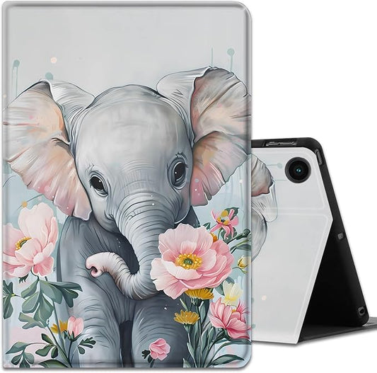 Case for Samsung Galaxy Tab A9+ 11 Inch 2023 Release (SM-X210/X216/X218), Adjustable Stand Auto Wake/Sleep Smart Case for Galaxy Tab A9 Plus Tablet - Little Elephant Flower