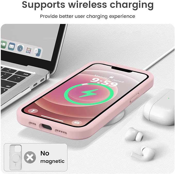 Vooii Compatible with iPhone 12 Case/iPhone 12 Pro Case, Liquid Silicone Upgrade [Soft Anti-Scratch Microfiber Lining] [Shockproof Drop Protection] Phone Case 6.1 inch - Pink Sand