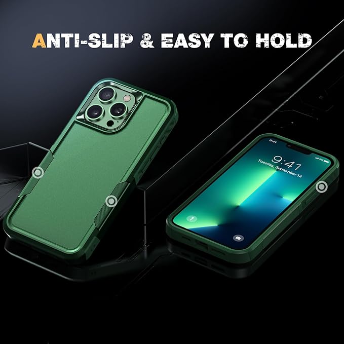Diaclara Designed for iPhone 13 Pro Max Case, [with Privacy Screen Protector] [Anti Spy] [Military Grade Drop Protection] Heavy Duty Full-Body Shockproof Phone Case, Green