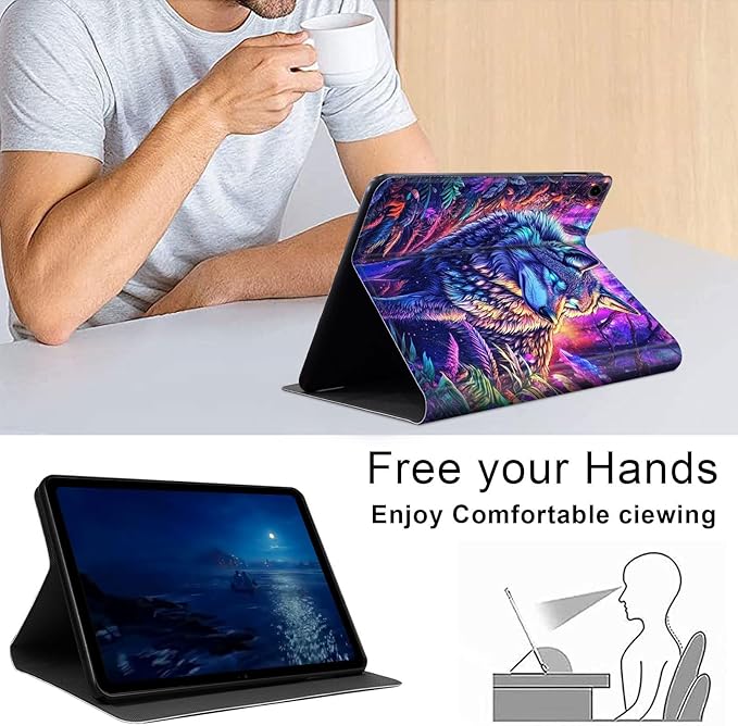 Case for Samsung Galaxy Tab A9 8.7-Inch 2023, Slim PU Leather Stand Cover with Auto Wake/Sleep, Multi-Angle Viewing & Shockproof, Majestic Wolf