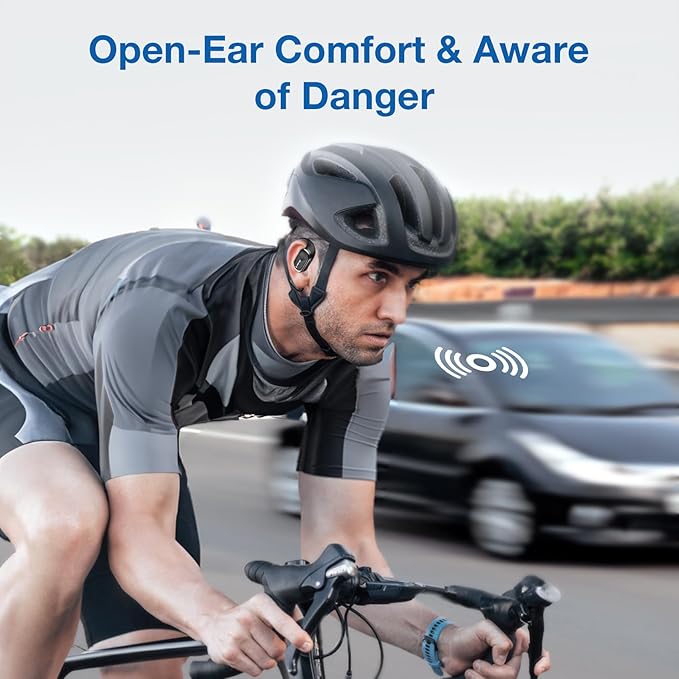 True Open Ear Earbuds Wireless Bluetooth 5.3 Headphones with Microphone, Earbuds with Earhooks, ENC Noise-Cancellation, 45H Playtime, Long-Lasting Comfort, Crystal-Clear Calls for Driving/Gym