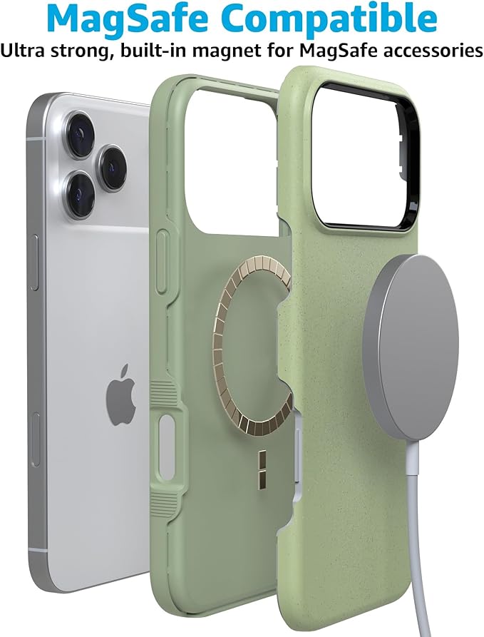 Casely iPhone 17 Pro Case | Kiwi Kiss | Matcha Green Shimmer | Compatible with MagSafe | Bold Protective Design