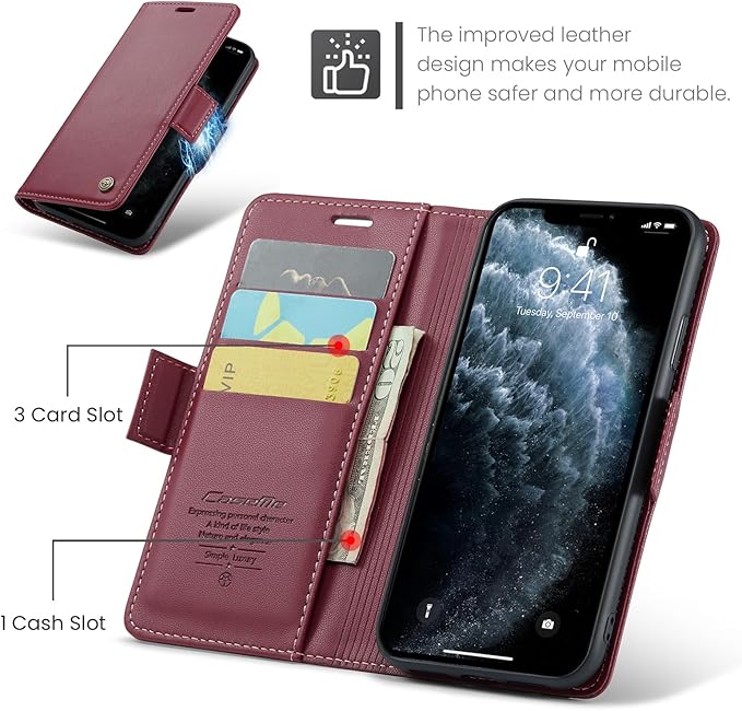 for iPhone 11 Pro Max Case, Premium PU Leather Wallet Case Flip Cover with [RFID Blocking][Card Holder][Stand Function] Shockproof Protective for iPhone 11 Pro Max, Red