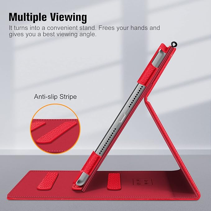 Fintie Case for iPad 9th / 8th / 7th Generation (2021/2020/2019) 10.2 Inch - [Corner Protection] Multi-Angle Viewing Stand Cover with Pocket & Pencil Holder, Auto Sleep Wake, Red