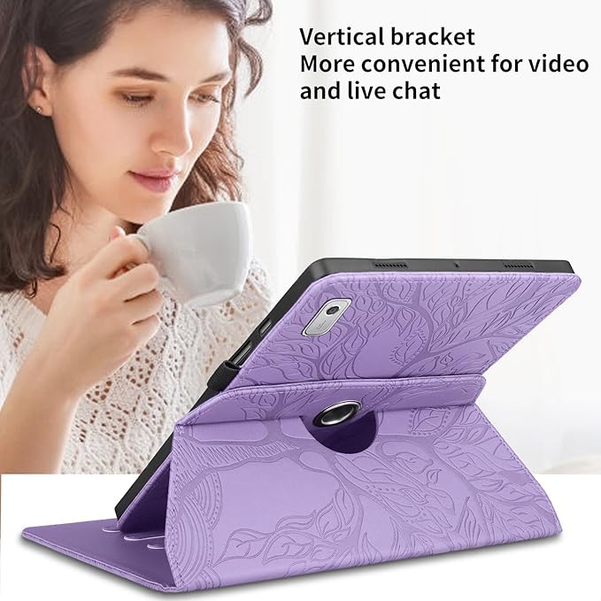 Rotating Case for Lenovo Tab M9 9.0 inch (TB-310FU) 2023 Released PU Leather Cover Lightweight Flip Stand Shell with Pen Holder for Lenovo Tab M9 9" 2023 Tablet-Purple