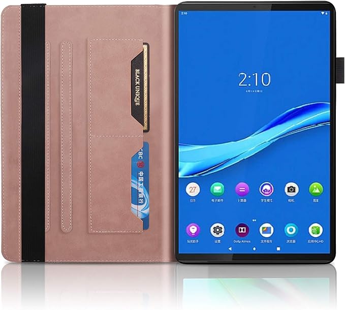 Case for Lenovo Tab M10 FHD Plus 10.3 inch 2020 Model PU Leather Folio Stand Cover Shell with Pencil Holder and Card Slot for Lenovo Tab M10 Plus (2nd Gen) TB-X606F / TB-X606X Tablet - Rose Gold