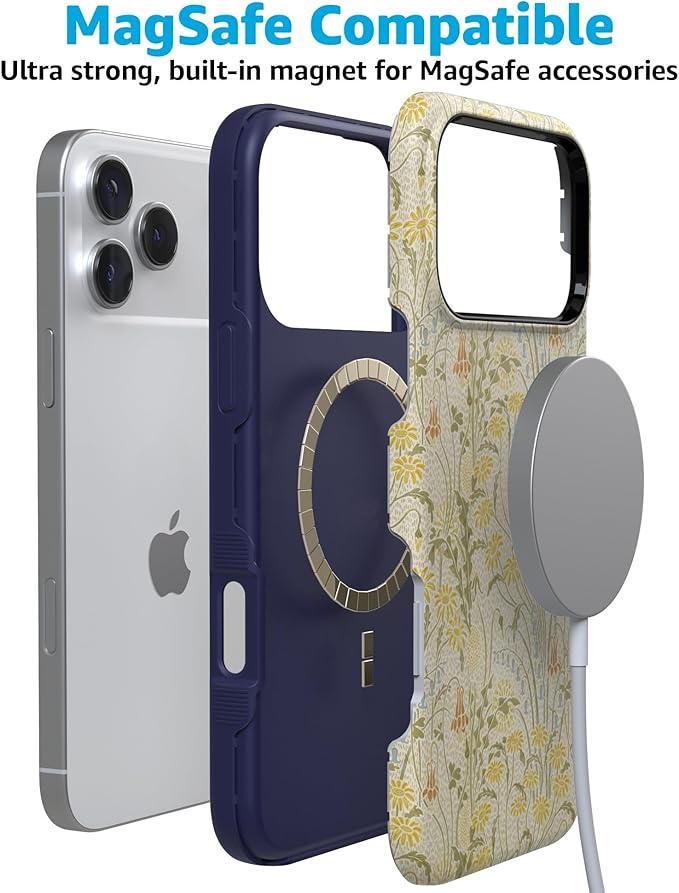 Casely iPhone 17 Pro Case | Boho Blooms | Golden Floral | Compatible with MagSafe | Bold Protective Design
