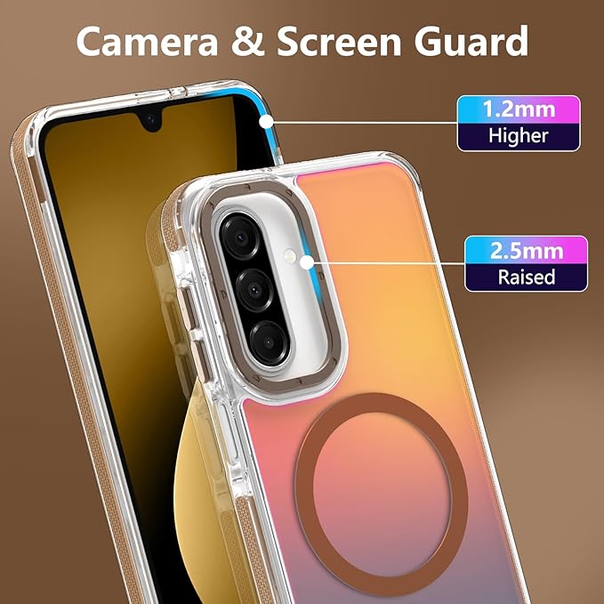 MOWIME Magnetic Case for Samsung Galaxy A17 5G [Compatible with Magsafe] [Cute Fashion Fluorescent Design] [1 Screen Protector] Slim Translucent Matte Case for Galaxy A17 5G 6.7", Desert