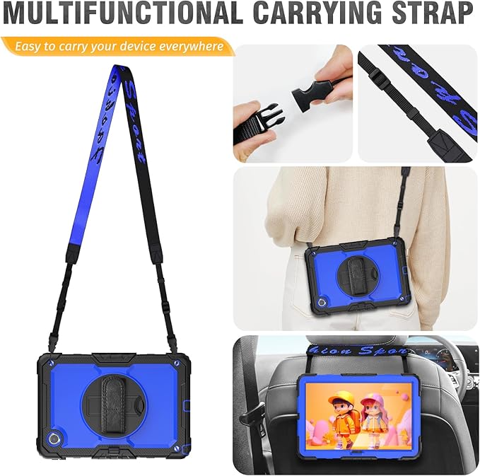 HXCASEAC Case for Lenovo Tab M11/K11 LTE 11’’ with Screen Protector/Pen Holder/Rotating Hand Strap/Stand, Protective M11 Tablet Case (TB-330FU/TB-330XU) Cover 2024, Blue