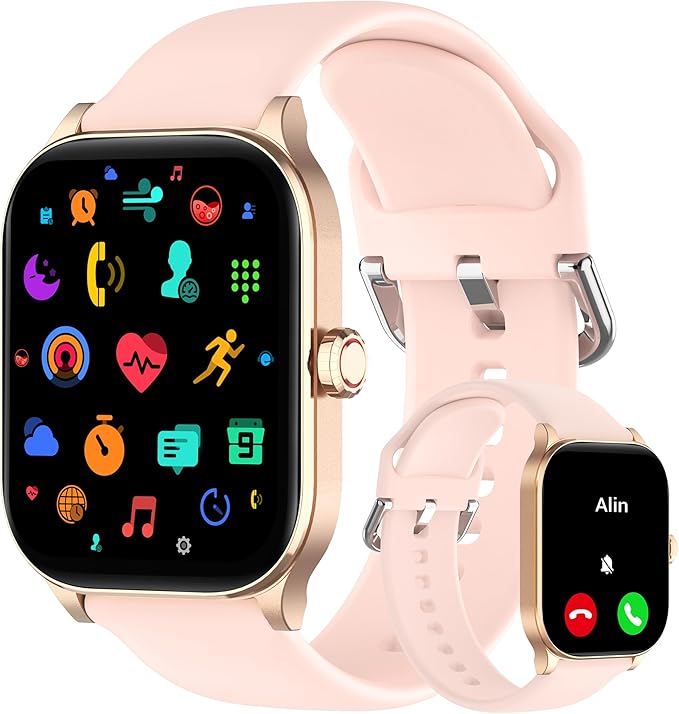 Smart Watch (Answer/Make Call), 1.85" Smartwatch for Android Phones and iPhone with Heart Rate,Sleep Monitor,Pedometer, 100+Sports Fitness Watch, IP68 Waterproof Fitness Tracker for Men Women