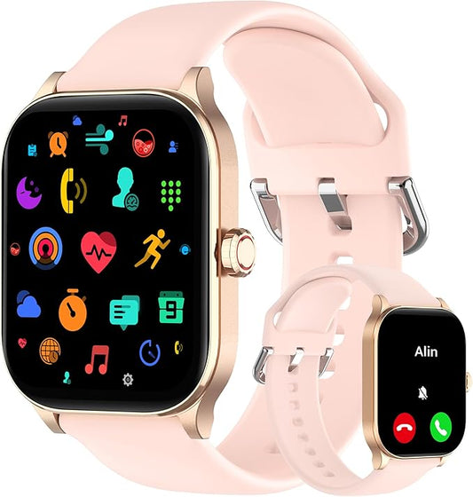 Smart Watch (Answer/Make Call), 1.85" Smartwatch for Android Phones and iPhone with Heart Rate,Sleep Monitor,Pedometer, 100+Sports Fitness Watch, IP68 Waterproof Fitness Tracker for Men Women