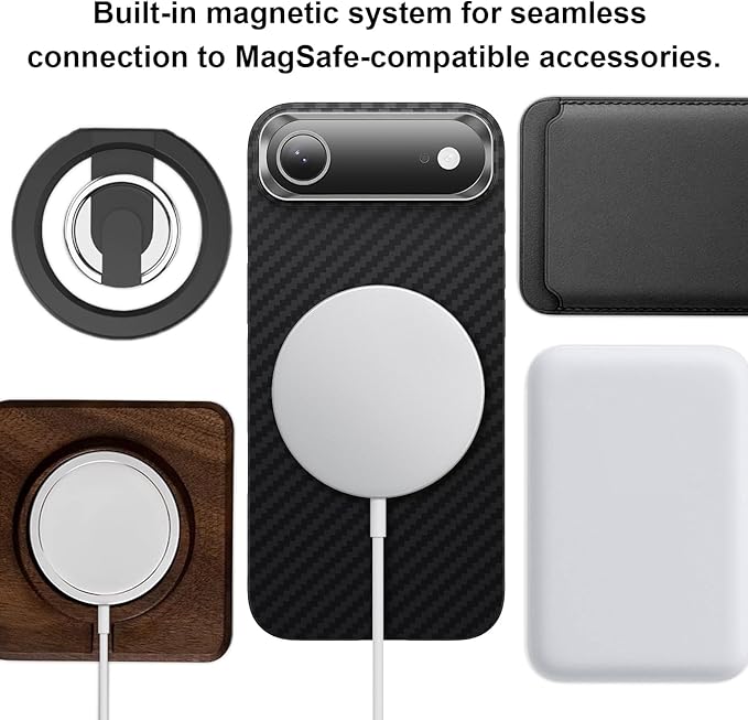 Aramid Fiber for iPhone Air Case Black/Grey(Twill), Compatible with MagSafe,Slim & Light, Case-Less Touch Feeling