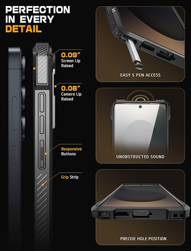 SUPCASE for Samsung Galaxy S25 Ultra Case with Stand (Unicorn Beetle Grip), [S Pen Friendly] [Compatible with MagSafe] [Military-Grade Protection] Magnetic Translucent Back Phone Case, Black