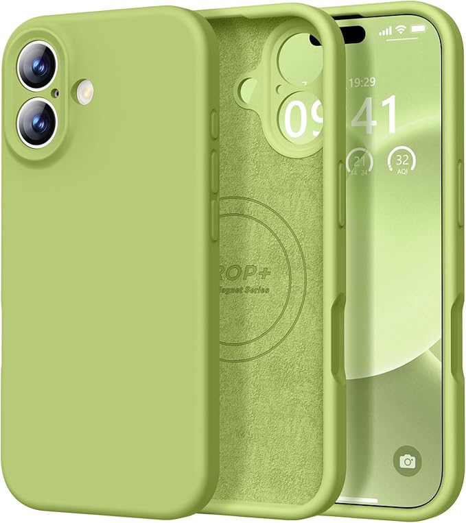 Vooii Magnetic Compatible with iPhone 17 Case (Compatible with Magsafe) (Upgraded Camera Protection) Liquid Silicone Shockproof Full Body Protective Phone Cover for Women Men, Cedar Green, 6.3"