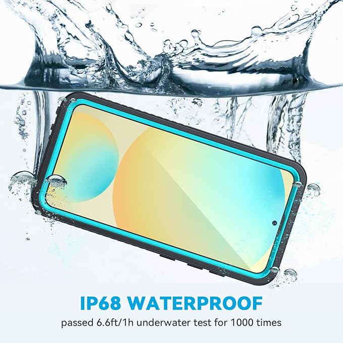 Lanhiem for Samsung Galaxy S24 FE Case, IP68 Waterproof Dustproof Case with Built-in Screen Protector, Full Body Heavy Duty Shockproof Protective Phone Cover for Galaxy S24FE 5G, Blue/Clear