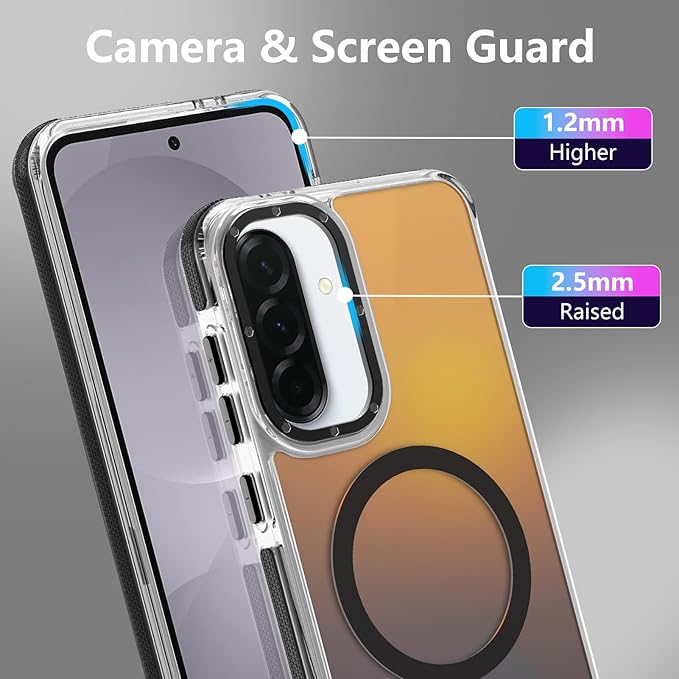 MOWIME Magnetic Case for Samsung Galaxy A36 5G [Compatible with Magsafe] [Cute Fashion Fluorescent Design] [1 Screen Protector] Slim Translucent Matte Case for Galaxy A36 5G 6.7", Black