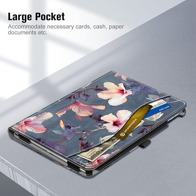 Fintie Case for iPad 9th / 8th / 7th Generation (2021/2020/2019) 10.2 Inch - [Corner Protection] Multi-Angle Viewing Stand Cover with Pocket & Pencil Holder, Auto Sleep Wake, Blooming Hibiscus