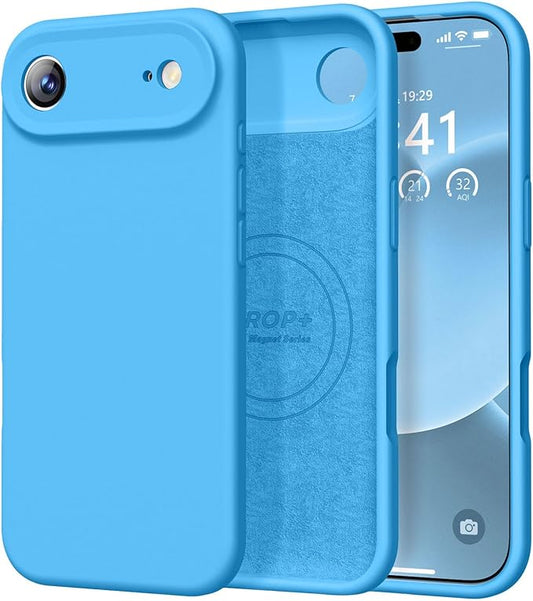 Vooii Magnetic Compatible with iPhone Air Case (Compatible with Magsafe) (Upgraded Camera Protection) Liquid Silicone Shockproof Full Body Protective Phone Cover for Women Men, Blue, 6.5"
