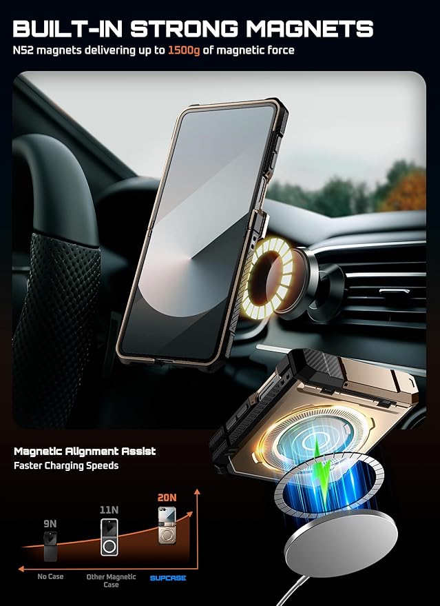 SUPCASE for Samsung Galaxy Z Flip 7 Case with Stand & Front Screen Protector (Unicorn Beetle Grip), [Support MagSafe] [Hinge Protection] Full Body Military-Grade Rugged Back Phone Cover, Desert