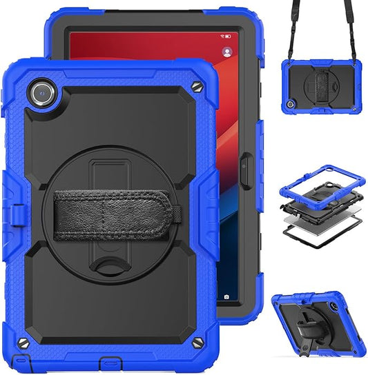 Case for Lenovo Tab K11 11'' 2024 / M11 TB330FU /Lenovo Xiaoxin Pad 2024 TB331FC, with Screen Protector, Hand Strap, Shoulder Strap, Rotating Stand Navy Blue