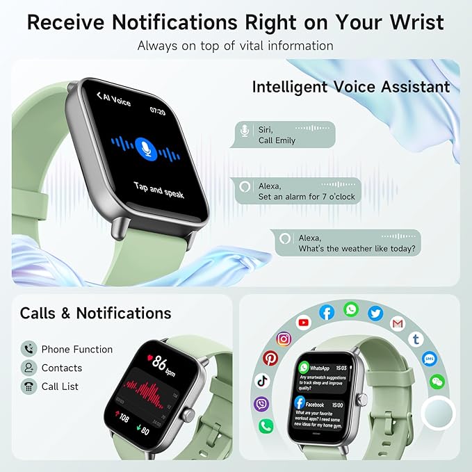 Gydom Smart Watch for Men Women, Alexa Built-in, 1.8" Smartwatch with Heart Rate/SpO2/Sleep Monitor, IP68 Waterproof Fitness Tracker, Bluetooth Call (Answer/Make) for Android iPhone, 105+ Sport Mode