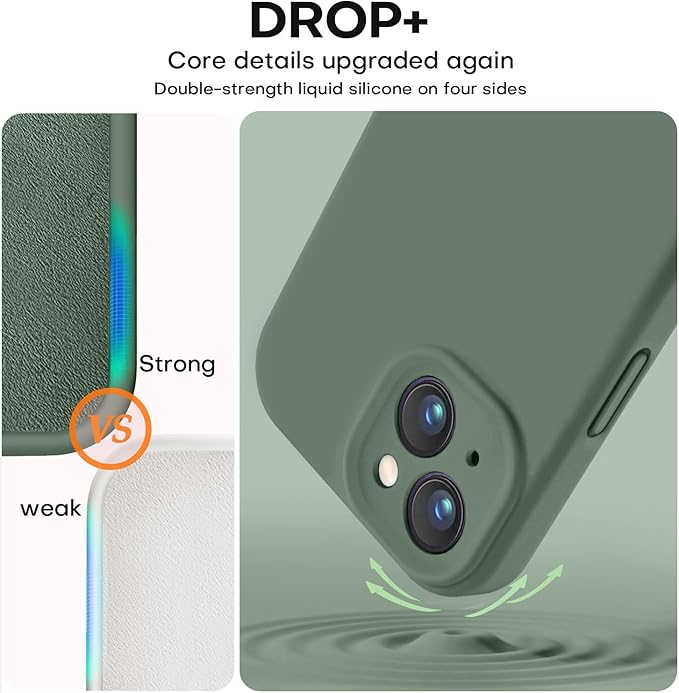 Vooii Compatible with iPhone 15 Case, Upgrade Defender Liquid Silicone, [Enhanced Camera Protection] [Soft Anti-Scratch Microfiber Lining] Shockproof Phone Case for iPhone 15 6.1 inch - Cypress